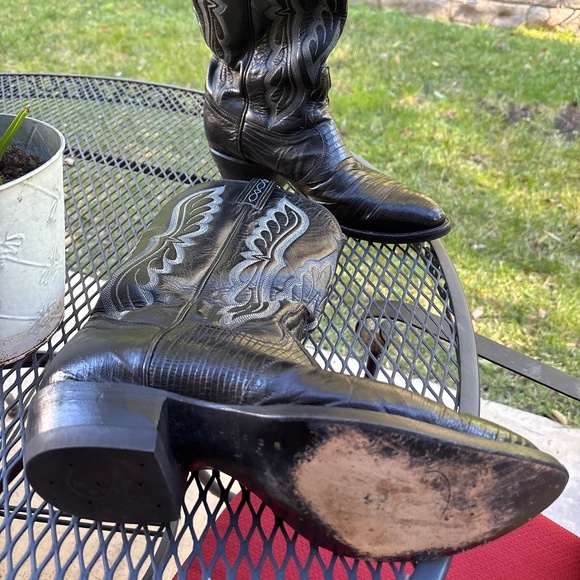 Authentic Vintage Black Tony Llama Lizard Cowboy Boots